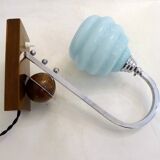 Lampe Art Déco, saturne & opaline bleue 1930'