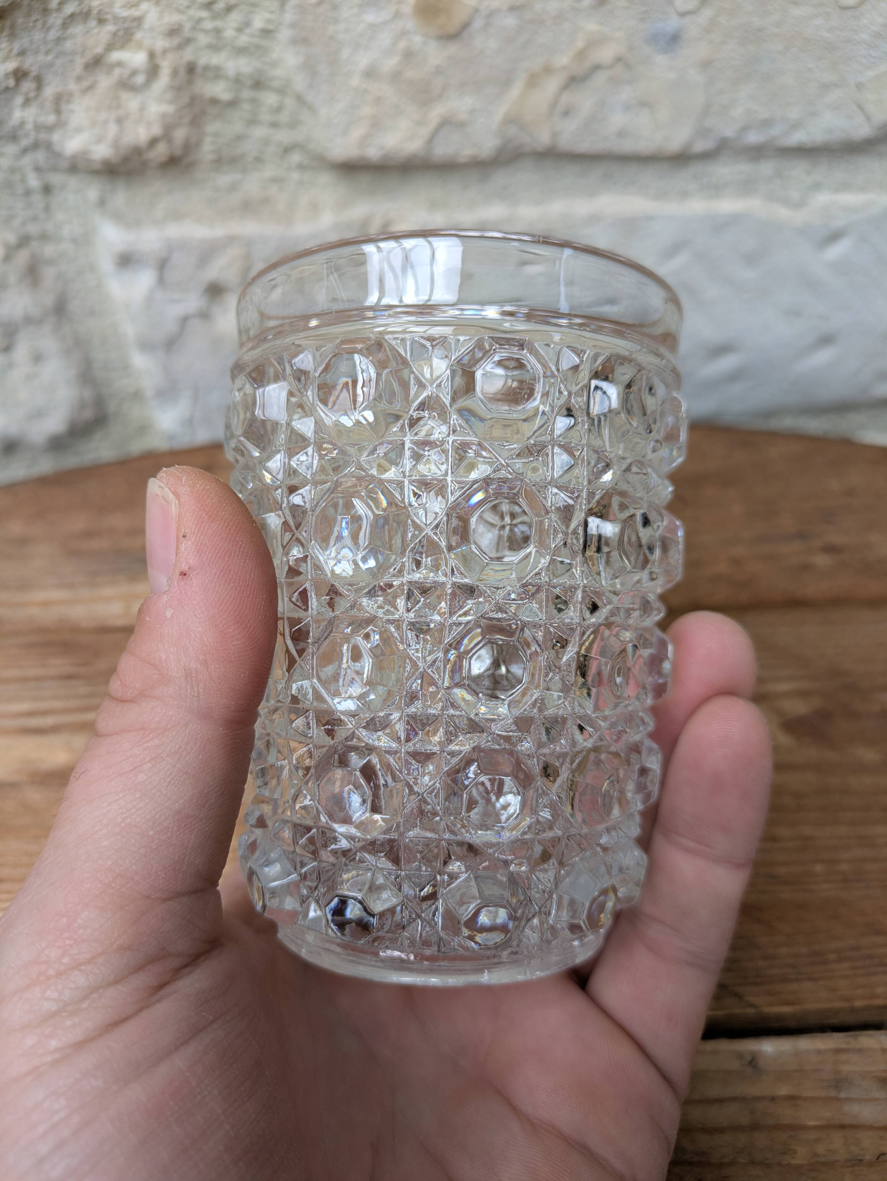 Antique crystal glass goblet signed Baccarat model Diamonds Pierreries H
