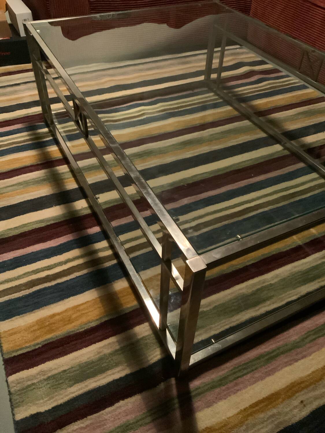 Roche Bobois glass and chrome coffee table