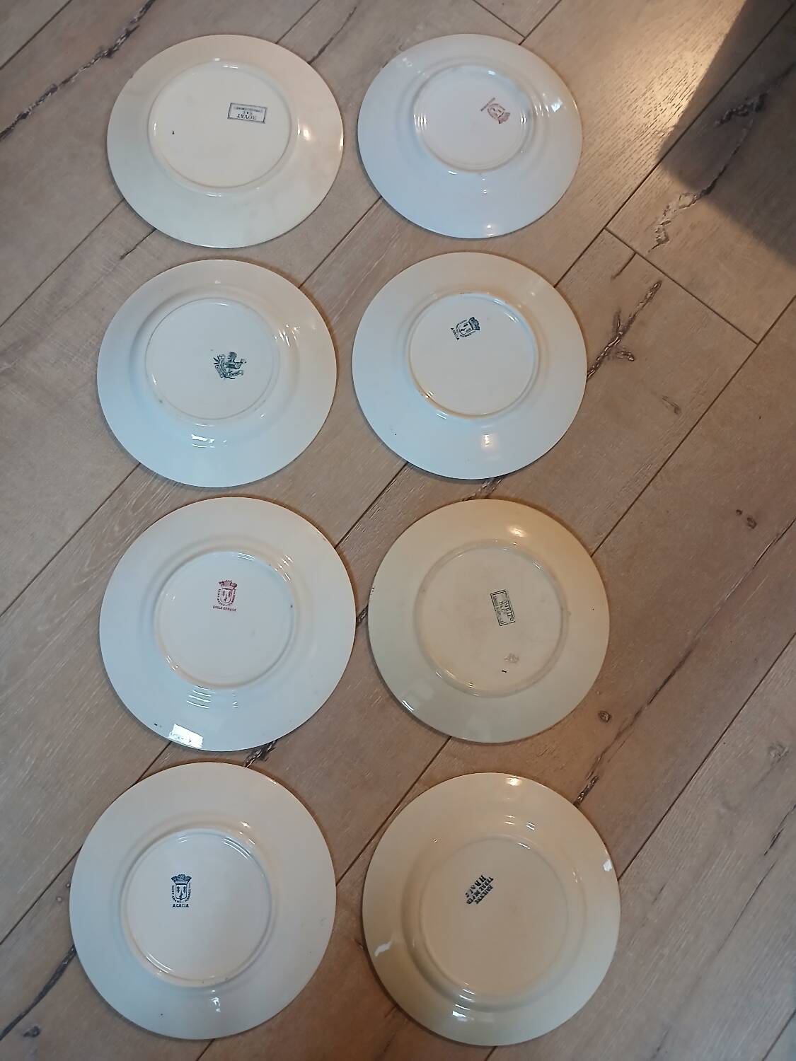 8 antique ironstone dinner plates