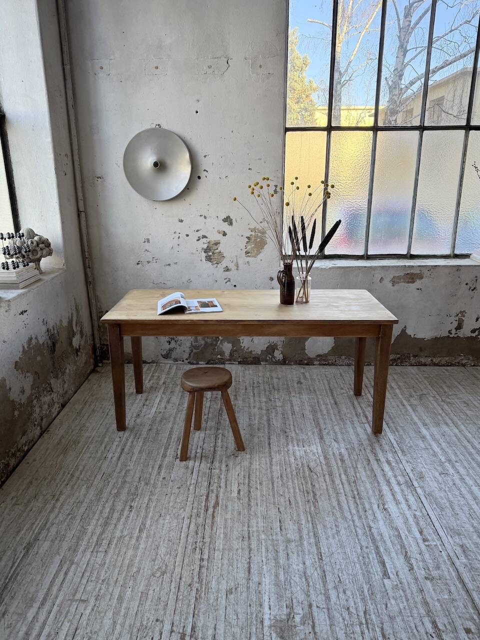 Table de ferme en pin et chêne