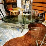 Oval coffee table smoked glass