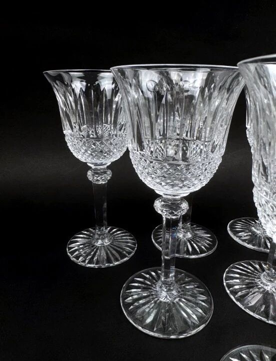 Six Saint-Louis Tommy cut crystal water glasses, height 18.3 cm.