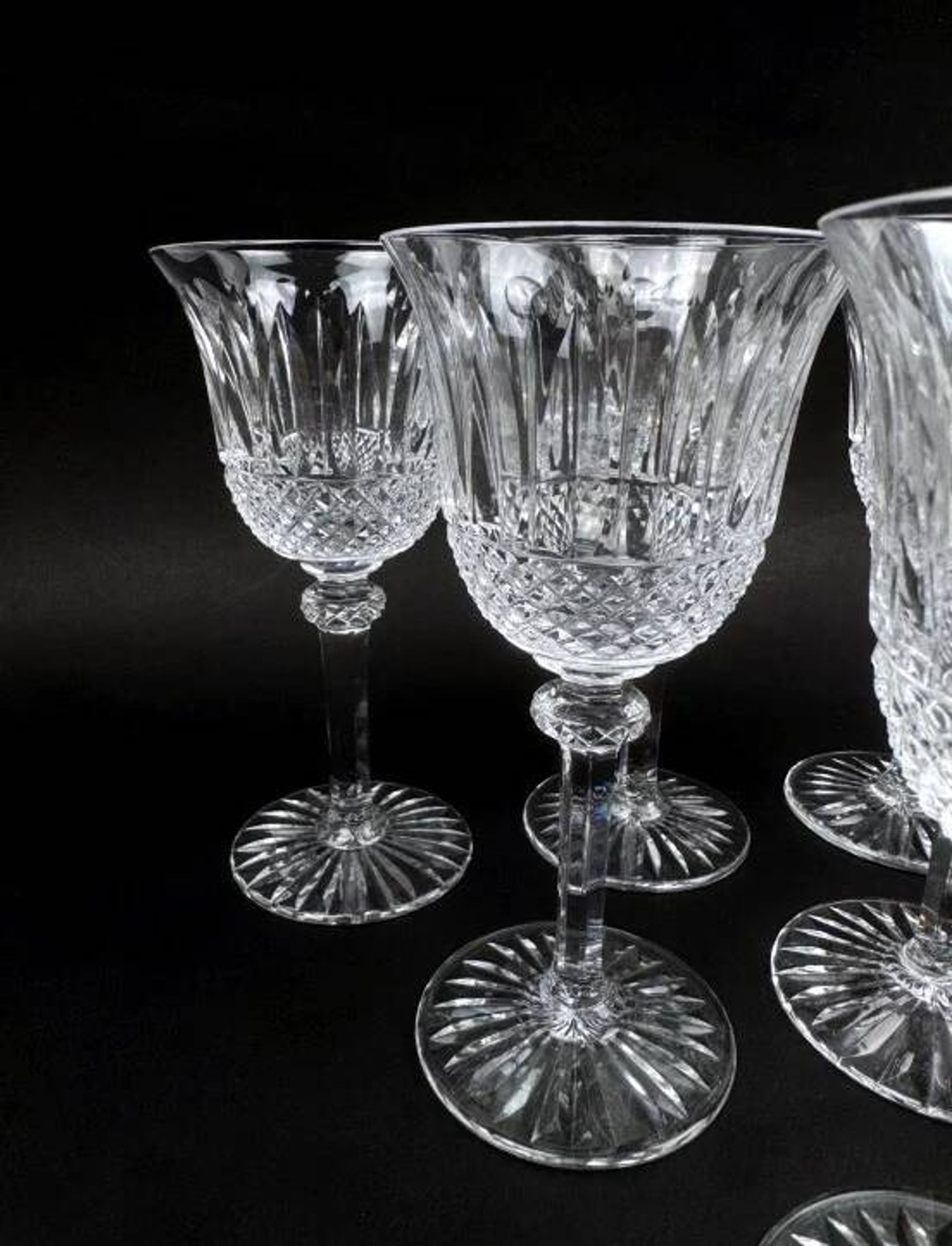 Six Saint-Louis Tommy cut crystal water glasses, height 18.3 cm.