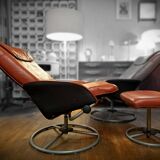 Pair of Lounge Chairs + Malung Leather Ottoman from the 90's