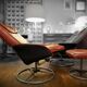Pair of Lounge Chairs + Malung Leather Ottoman from the 90's
