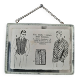 Antique "Fashion" illustration inserted under a mirror. Cabinet of Curiosities