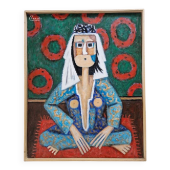 Roland Chanco (1924-2017), friend of Picasso - Oil on canvas, the Odalisque