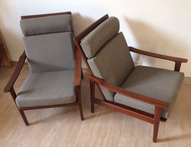 Paire de fauteuils scandinaves en teck années 60