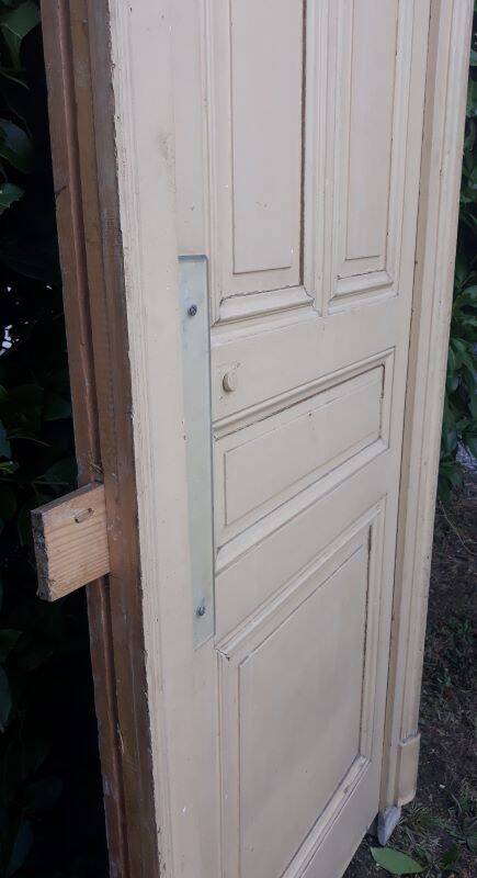 Haussmannian door 72.7x221cm with an old glazed transom frame chassis.