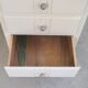 Bureau ancien Art Déco blanc bois massif boutons boules métal vintage