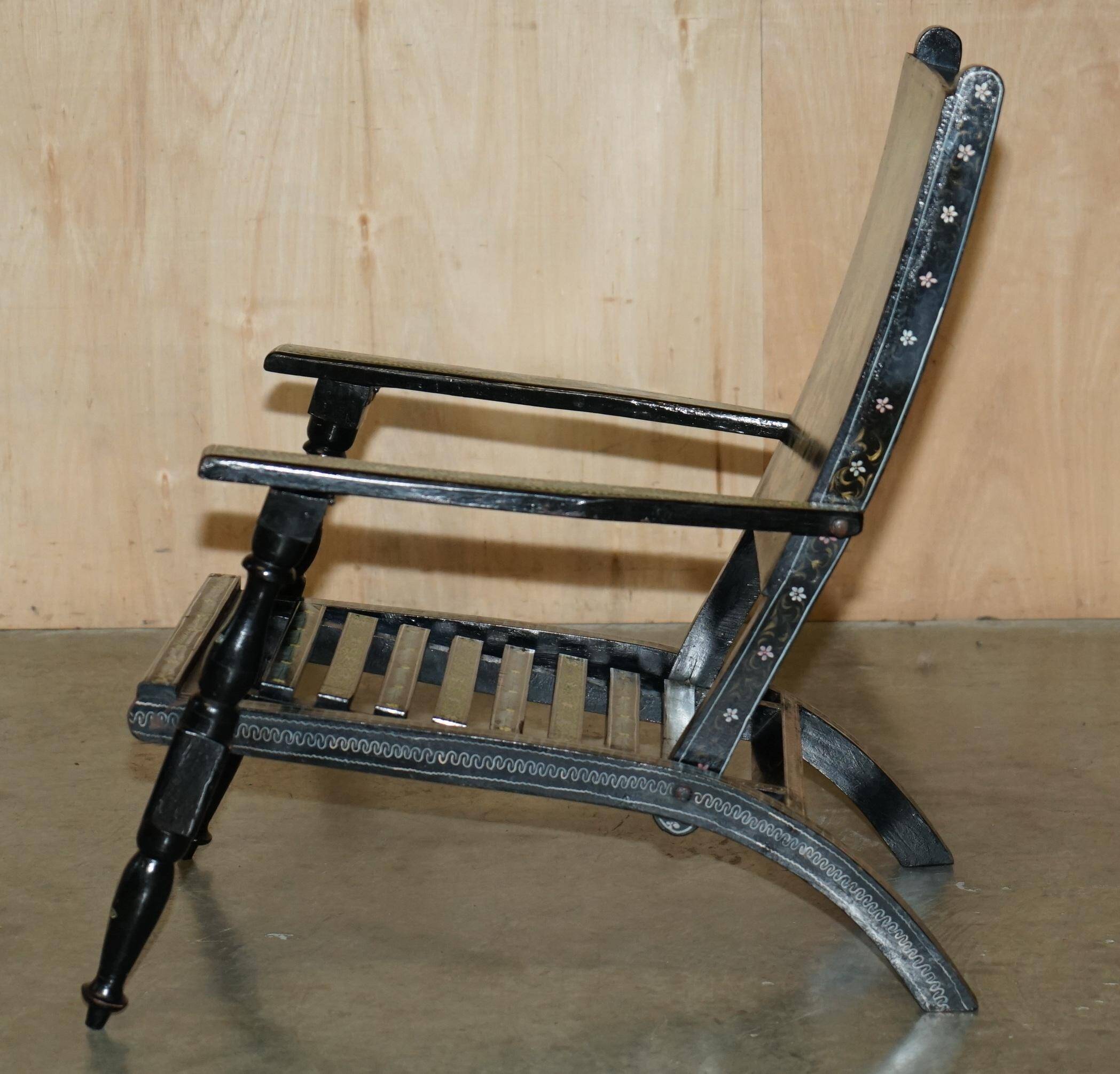 Vintage Anglo-Indian folding chair hand-painted.
