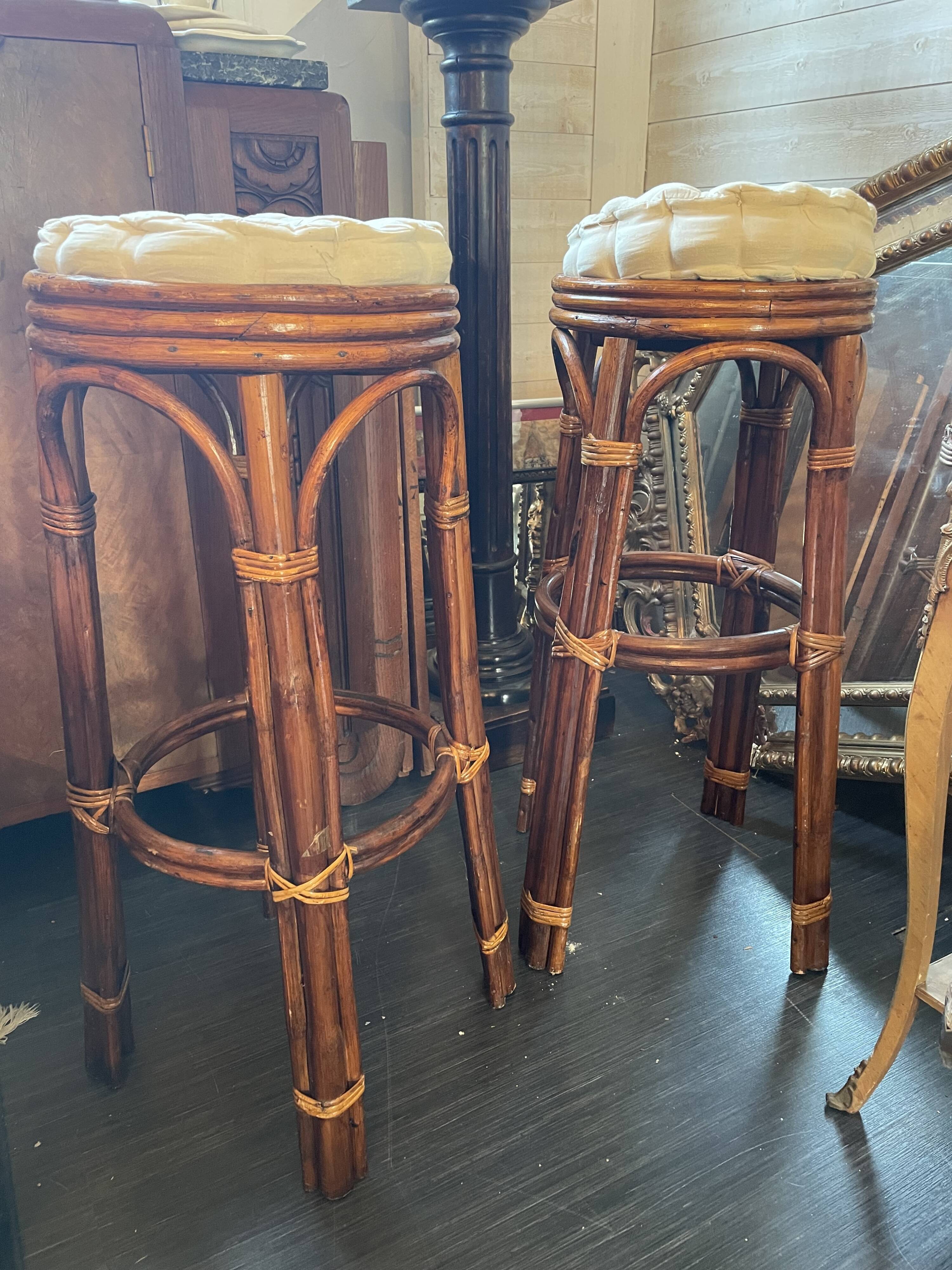 Rattan bar stools in 70s