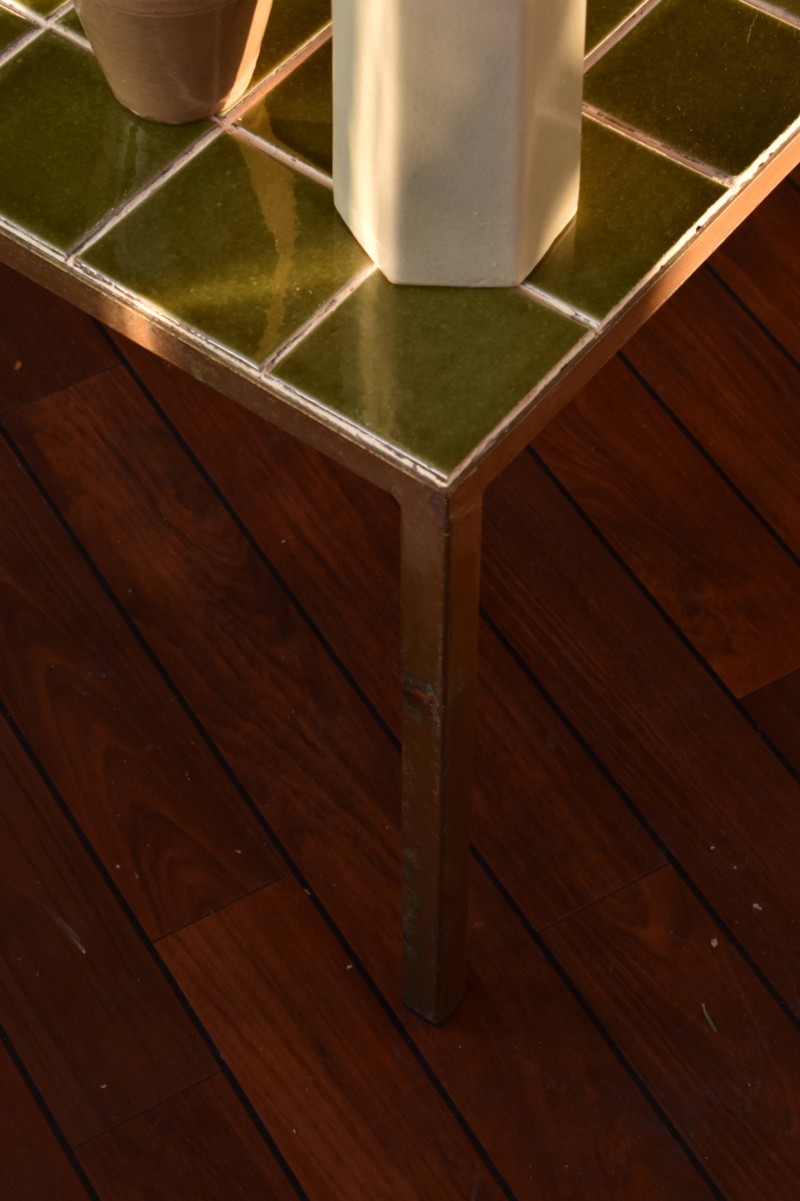 Vintage coffee table green tiles