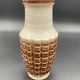 Vintage Jasba ceramic vase – brown and white geometric relief – A