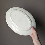 Antique oval ceramic dish with hand-painted floral decoration, country decor