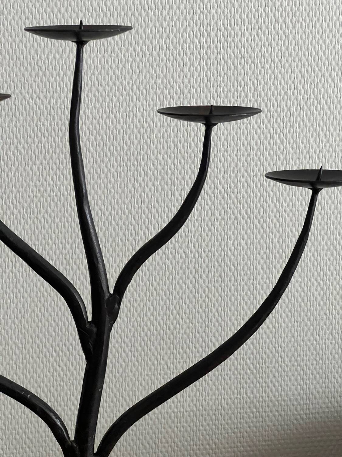 Brutaliser 5-branched mid century wrought iron candlestick – unique piece