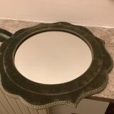 Old khaki green velvet mirror