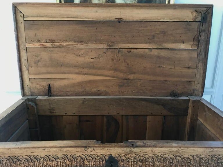Antique Carved wooden chest with plant motif Renaissance period