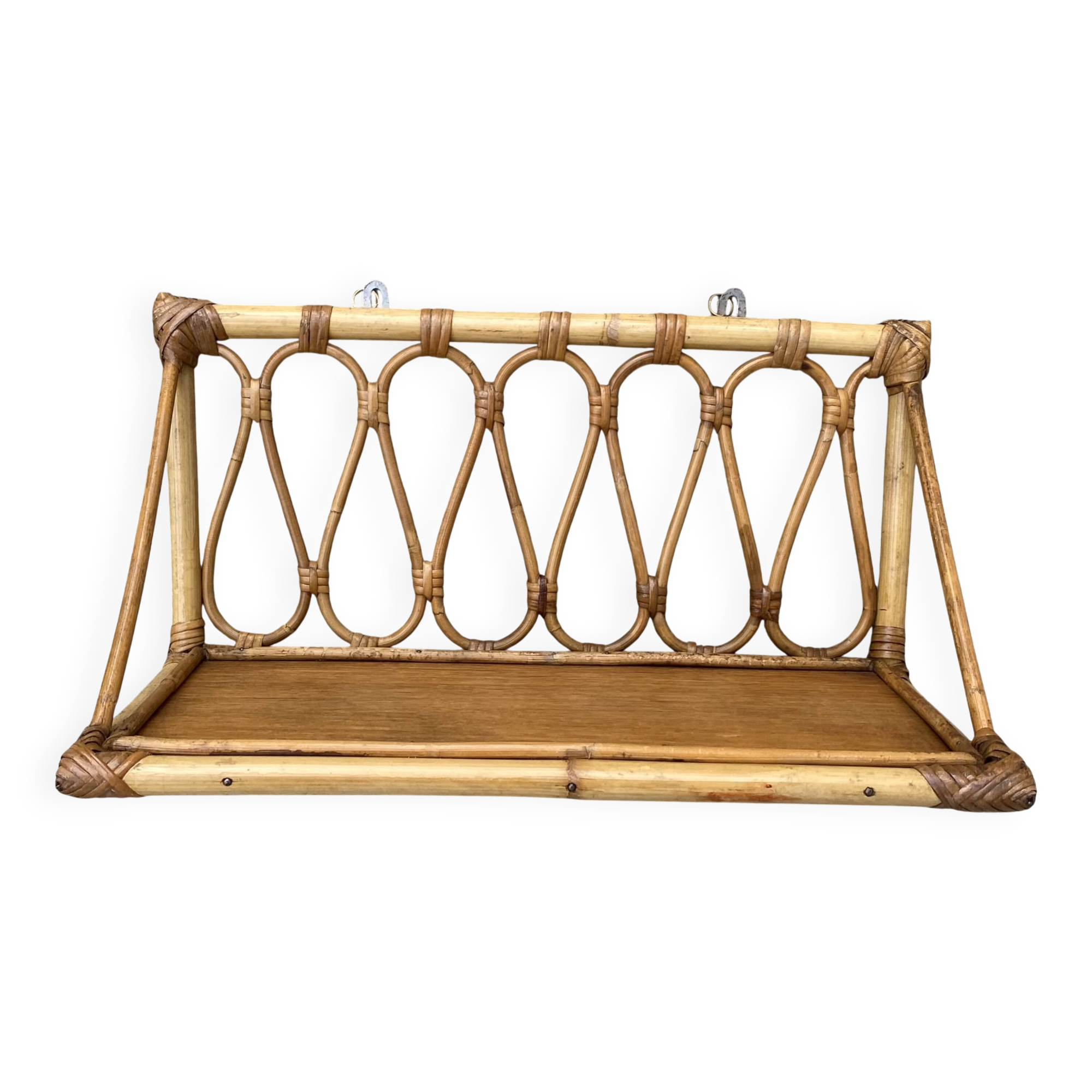 Vintage rattan wall shelf 1960