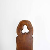 Primitive French Wooden Carved Tripod Chair, Wabi Sabi Style, Early 20th Century