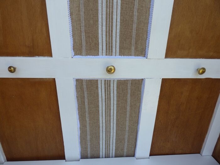 Entrance cabinet white cloakroom and wood linen upholstery fabric