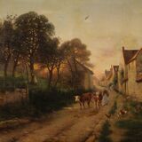 French signed landscape painting oil on canvas dated 1899