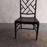 Chaise chippendale en bois laqué noir imitant le bambou, Jonathan Adler