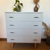 Vintage white chest of drawers with compass feet