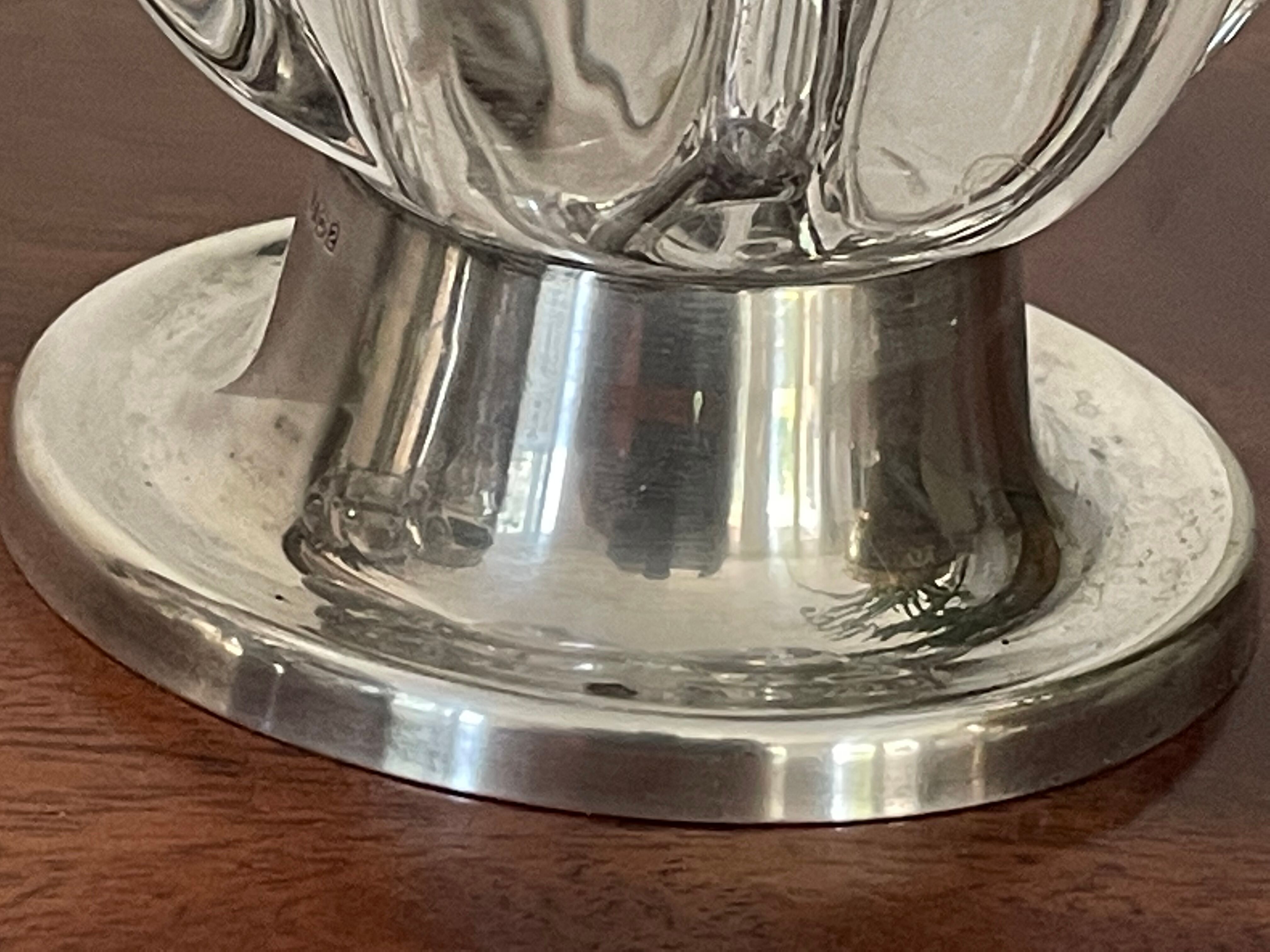 Pair of candle holders in crystal and vintage silver metal