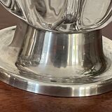 Pair of candle holders in crystal and vintage silver metal