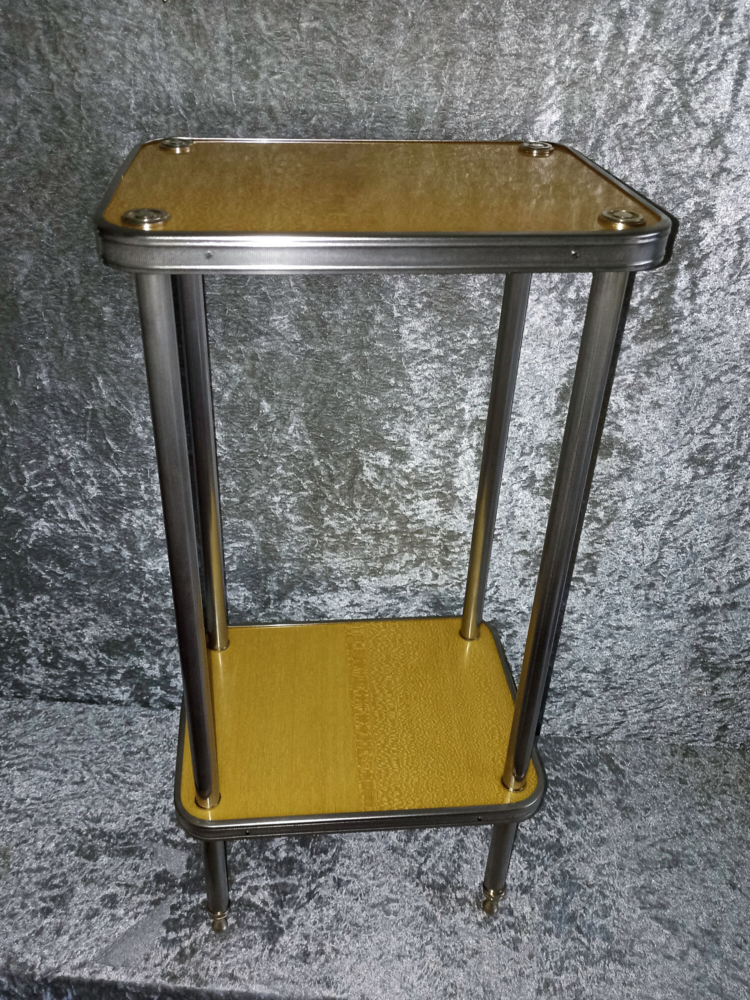Side table in stainless steel and formica