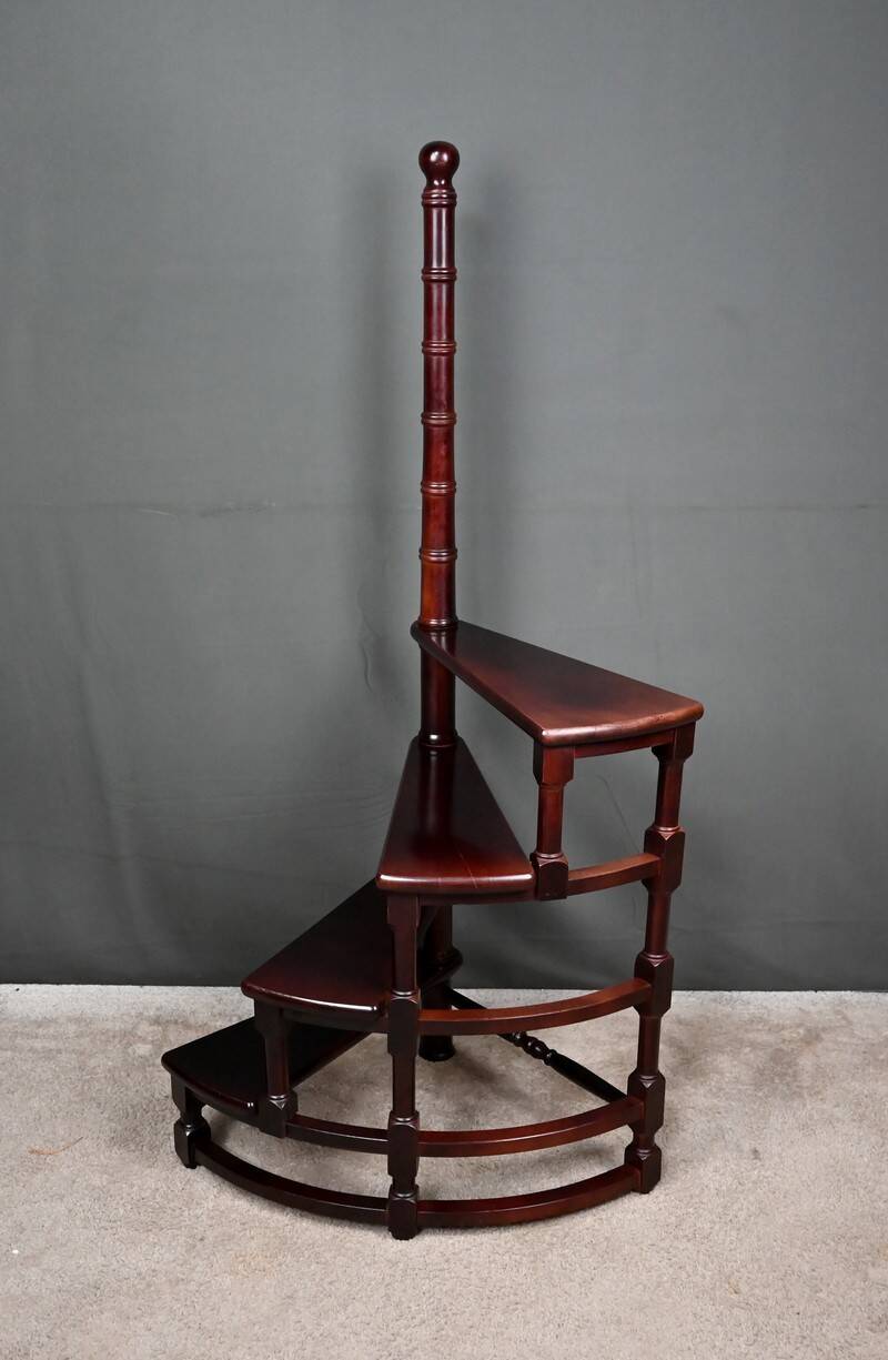 Library Staircase in Stained Beech – 20th Century