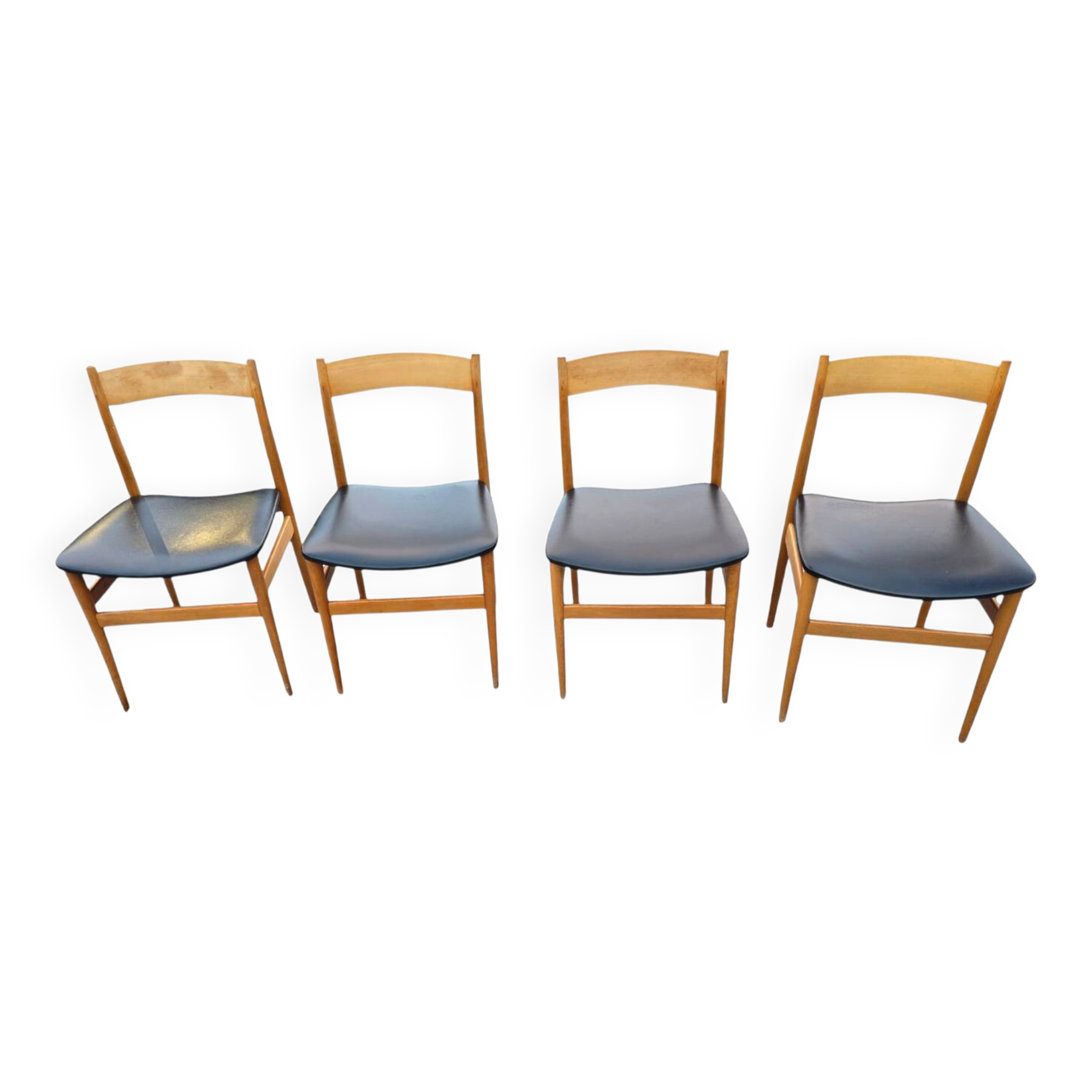 4 Scandinavian beech chairs from the 1960s.