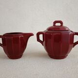 Iron clay sugar bowl and milk jug Lunéville
