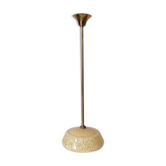 Art Deco pendant lamp in brass and Clichy glass