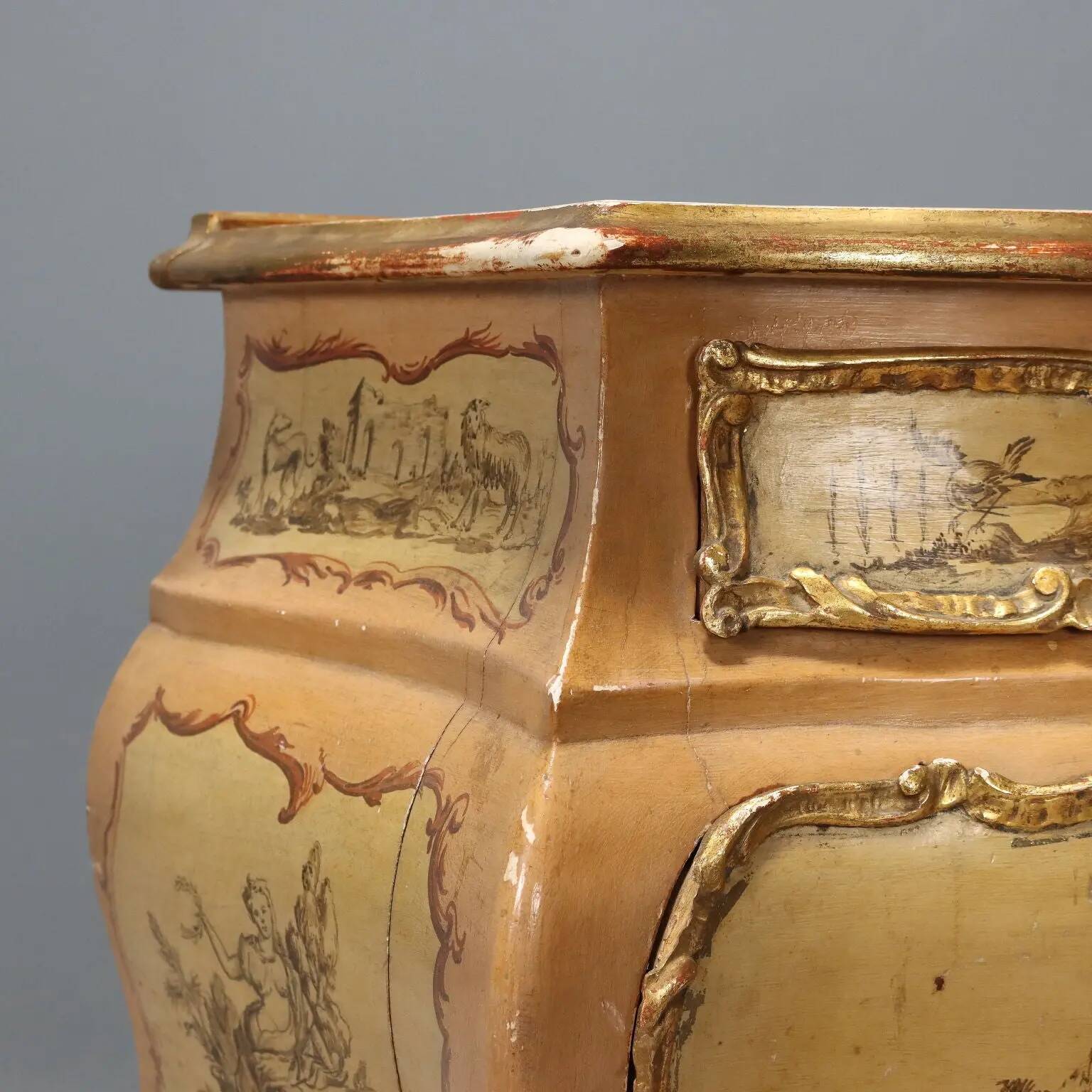 Antique bedside tables in Baroque style, wooden, Italy, 20th century.