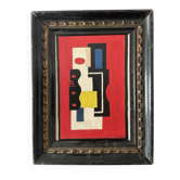 Huile sur toile style cubiste "Hommage à Fernand Léger"
