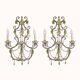 Ensemble de deux appliques ou appliques en cristal italien avec fleurs vertes