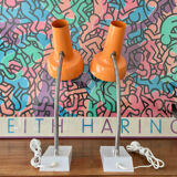 Pair of orange vintage sis table lamps, Model 838