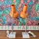 Pair of orange vintage sis table lamps, Model 838