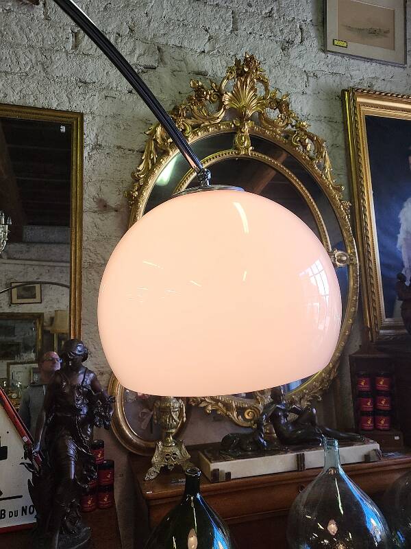 stainless steel and marble arc floor lamp