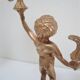 Pair of vintage golden brass cherub candlesticks