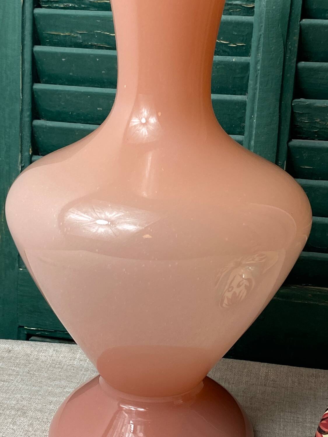 Large pink opaline vase