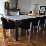 Contemporary HUG dining table by Arflex (marble/metal/oak)