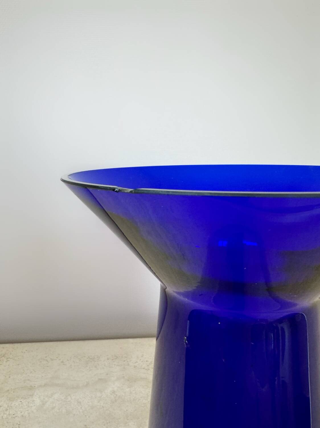 Blue crystal vase Scandinavian design Kaj Franck 70s