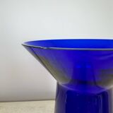 Blue crystal vase Scandinavian design Kaj Franck 70s