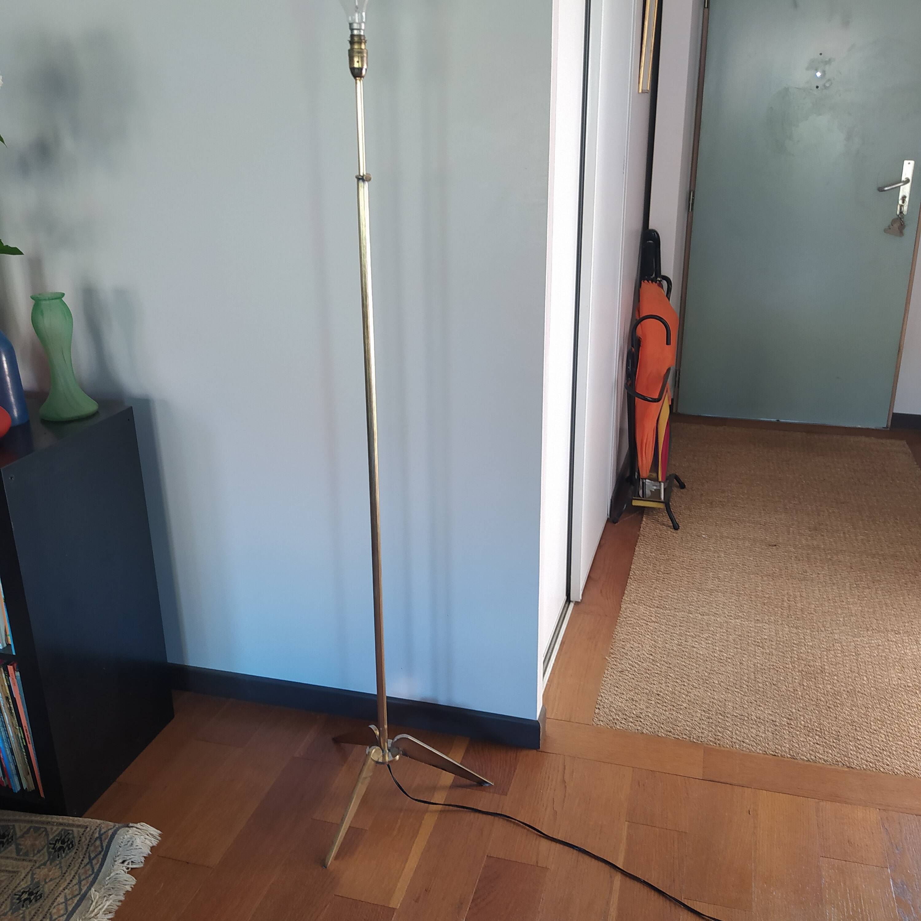 tripod floor lamp 1950 brass Maison Lunel