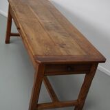 Antique elm 19th century french rustic farmhouse dining table