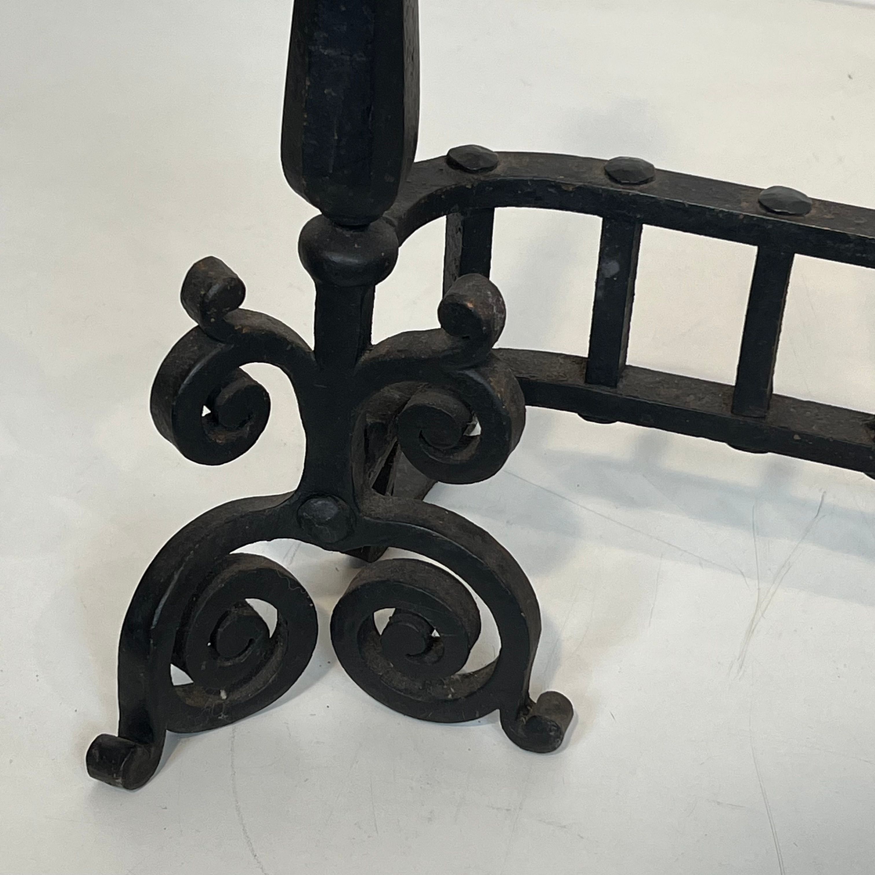 Wrought iron fire dogs